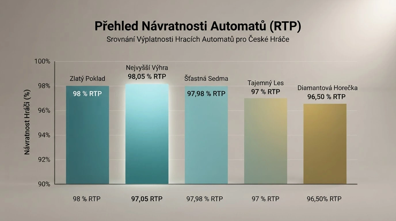 Koláž tří automatů s vysokým RTP a grafickým zvýrazněním procenta návratnosti