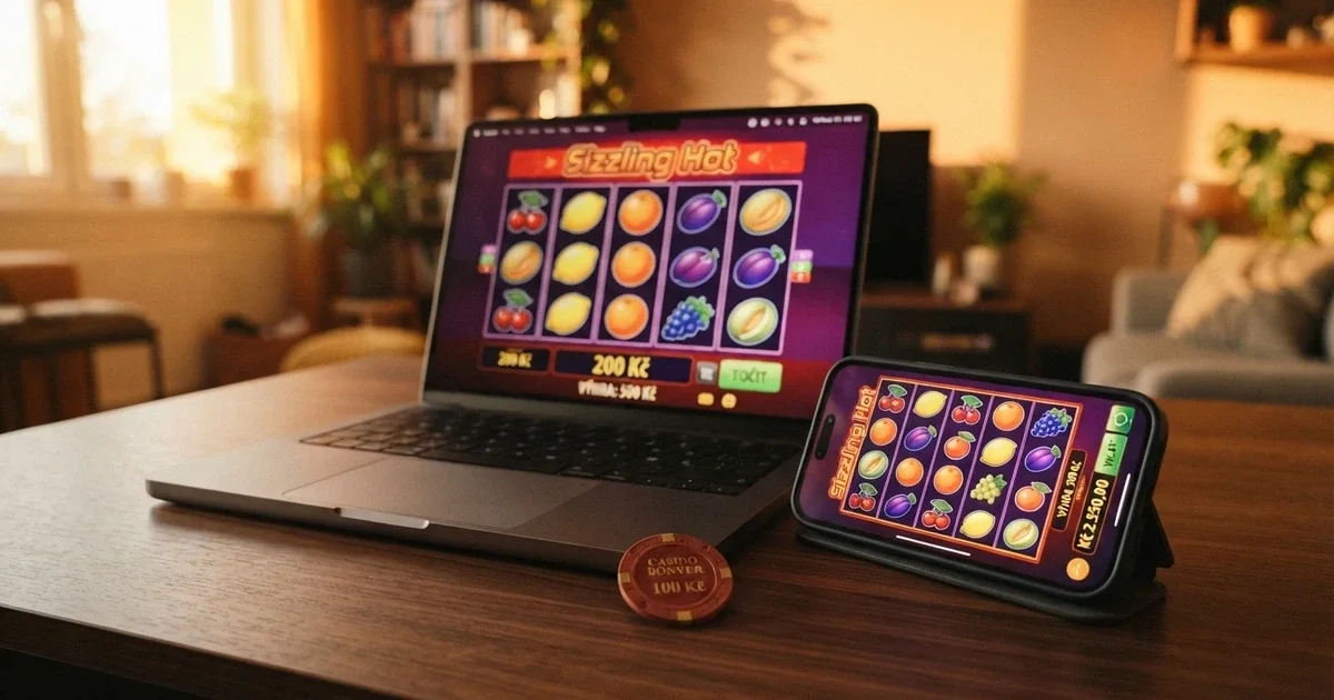 České online casino s minimálním vkladem 100 Kč na displeji počítače a mobilu