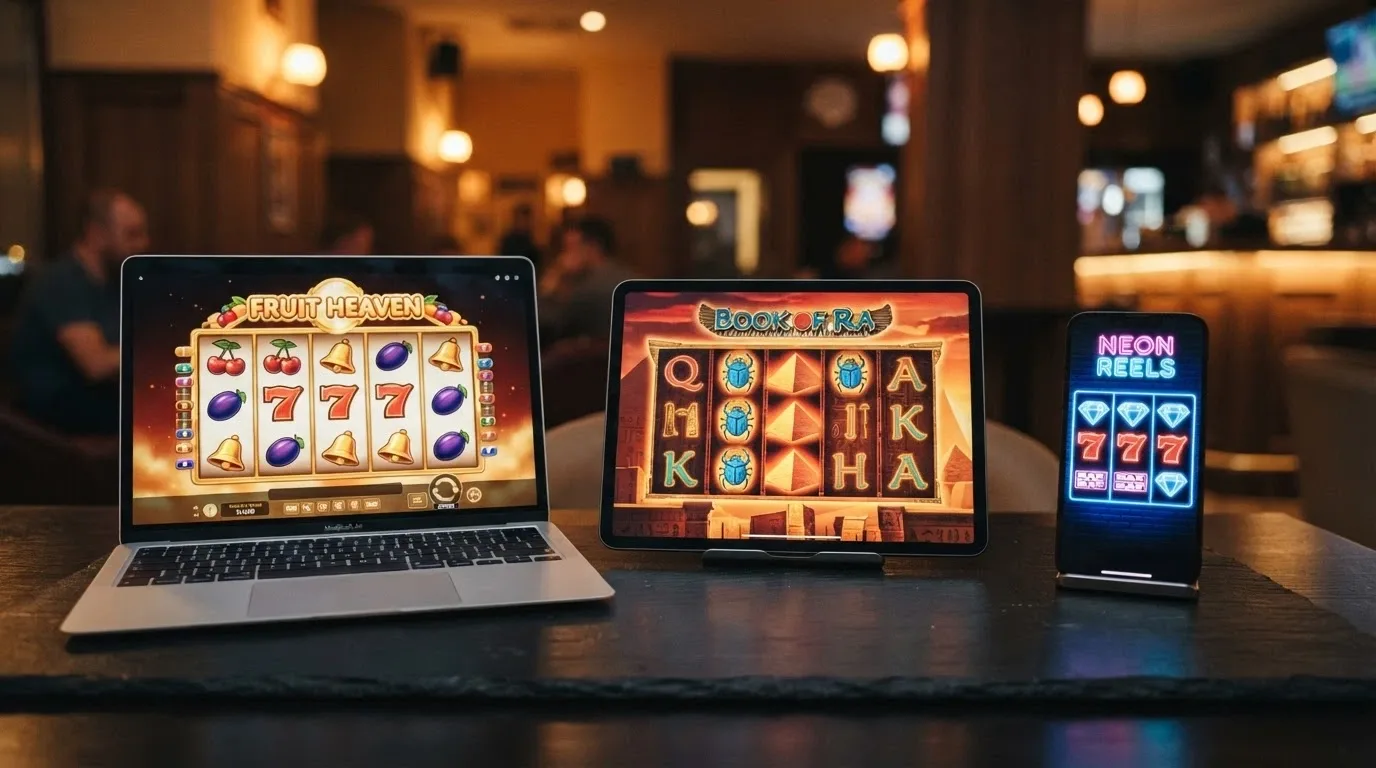 Koláž obrazovek populárních českých automatů — Respin Joker, Book of Secrets a Multi Vegas 81