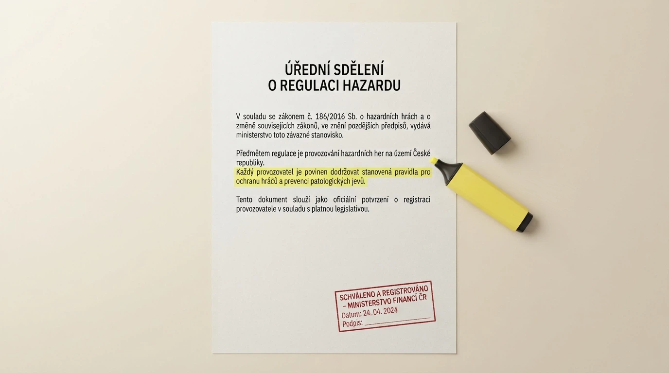 Úřední dokument s hlavičkou Ministerstva financí ČR a razítkem — vedle něj paragrafy ZHH zvýrazněné žlutým fixem