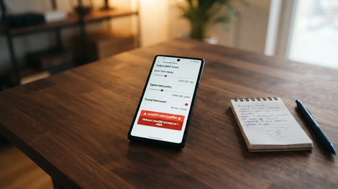 Ovládací panel s nástroji zodpovědného hraní — nastavení limitů, panic button, historie hry