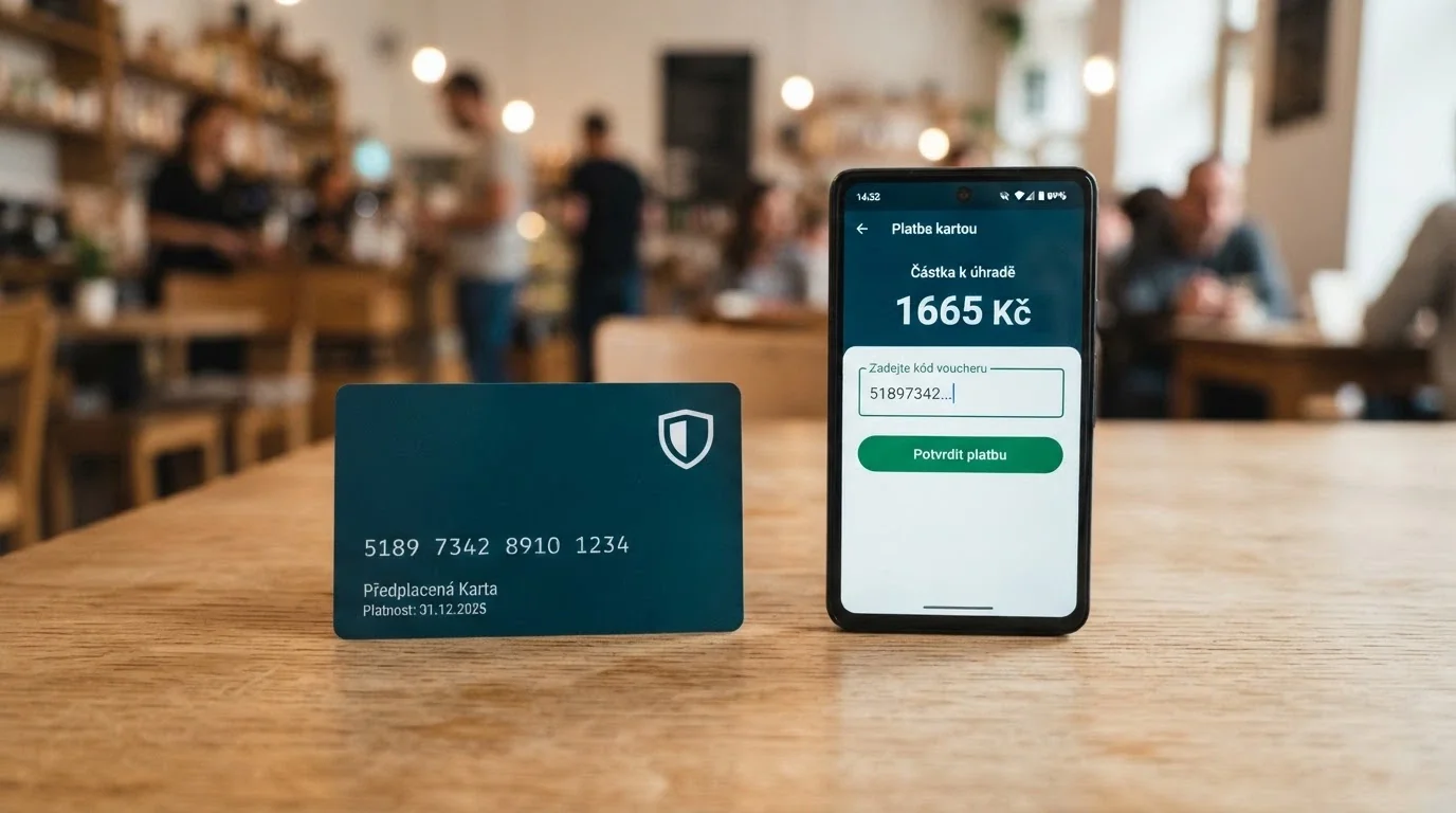 Paysafecard kupon v hodnotě 200 Kč položený vedle chytrého telefonu s otevřenou stránkou online casina