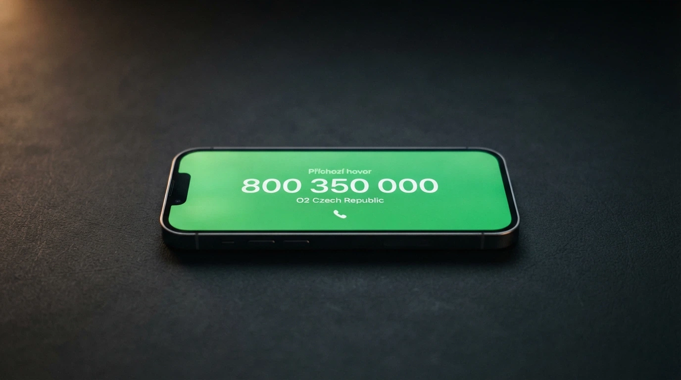 Telefon s vytočeným číslem krizové linky na tmavém pozadí, vedle něj logo Národní linky pro odvykání