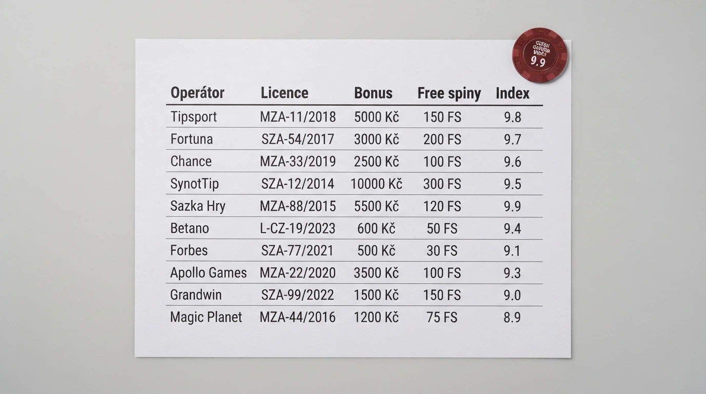 Přehledová tabulka operátorů s logy, čísly licencí a klíčovými parametry