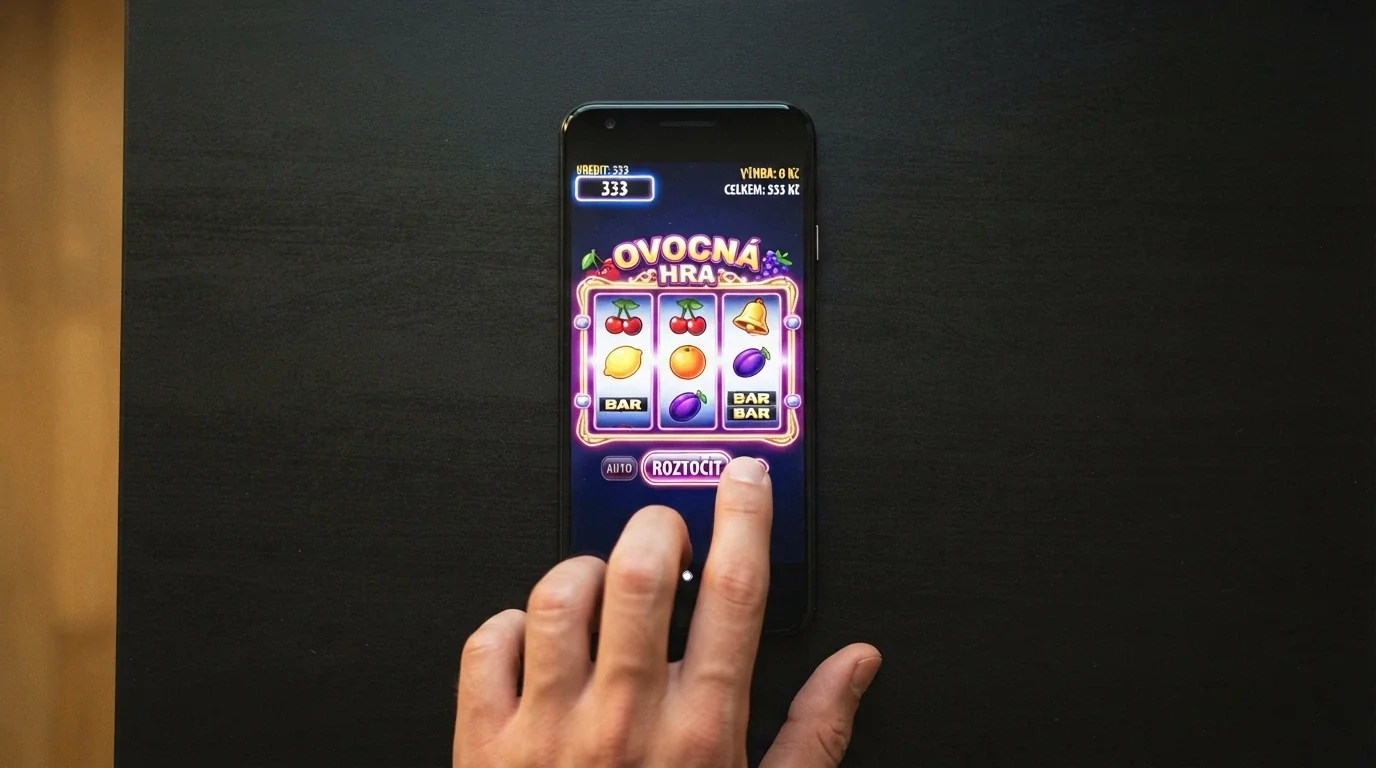Mobilní telefon s otevřenou hrou Respin Joker, v rohu odpočet 333 zatočení zdarma